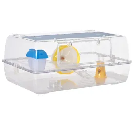 PawHut Portable 2 Storey Hamster Cage w/ Running Wheel Drinker Feeding Bowl