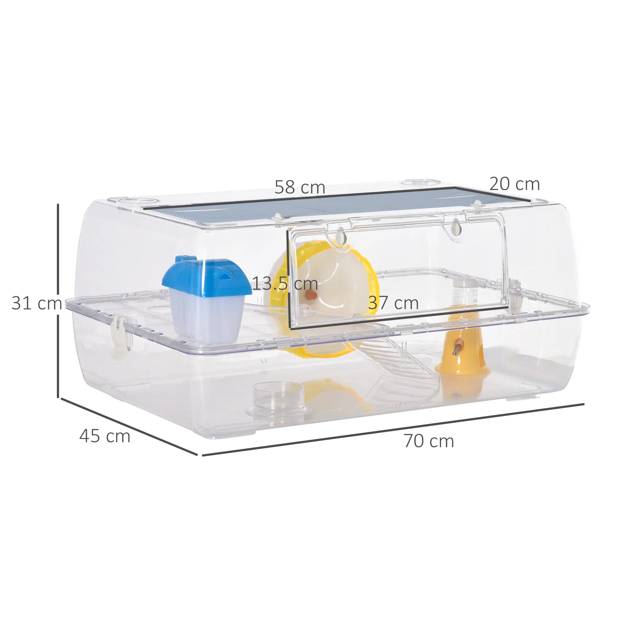 PawHut Portable 2 Storey Hamster Cage w/Running Wheel Drinker Feeding Bowl