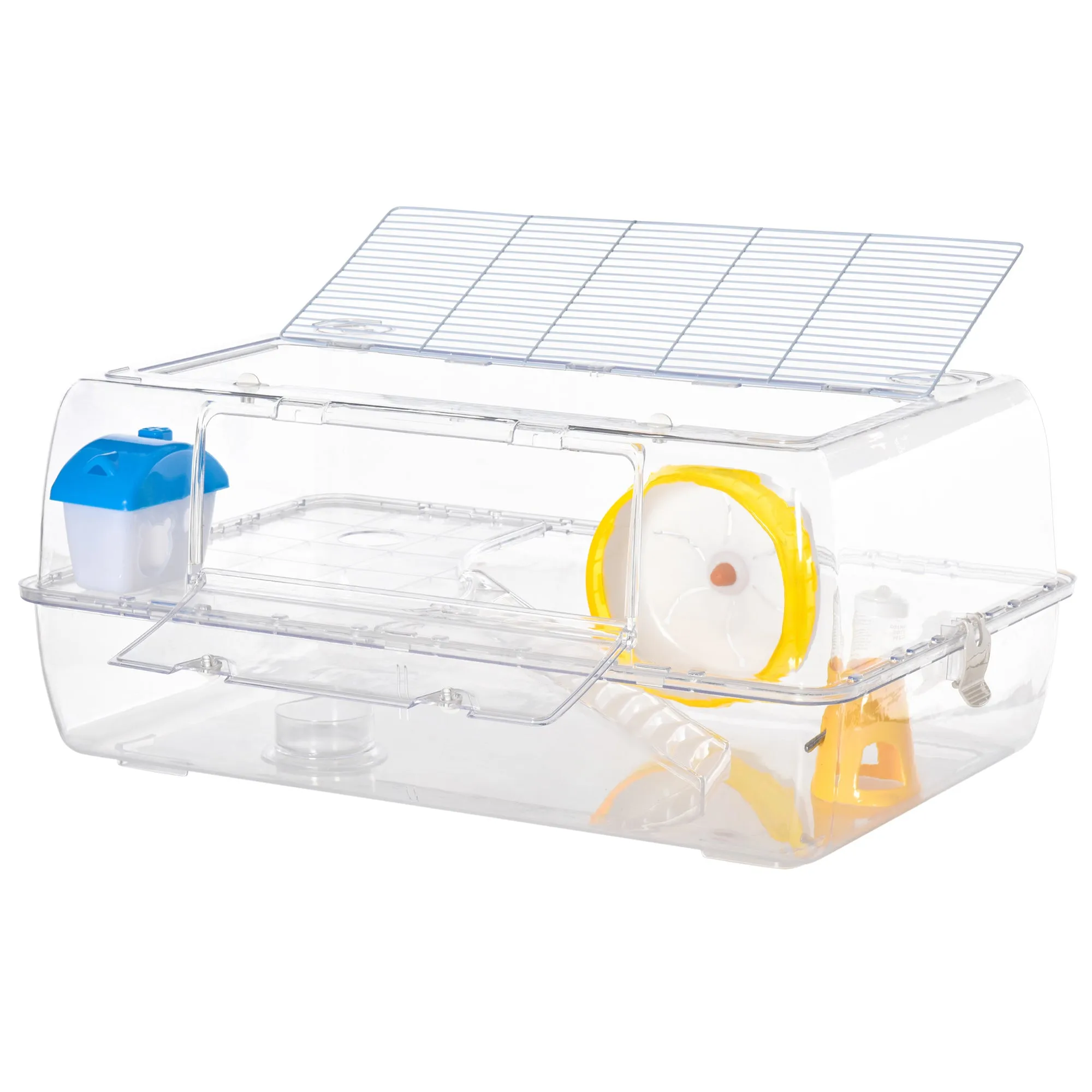 PawHut Portable 2 Storey Hamster Cage w/Running Wheel Drinker Feeding Bowl