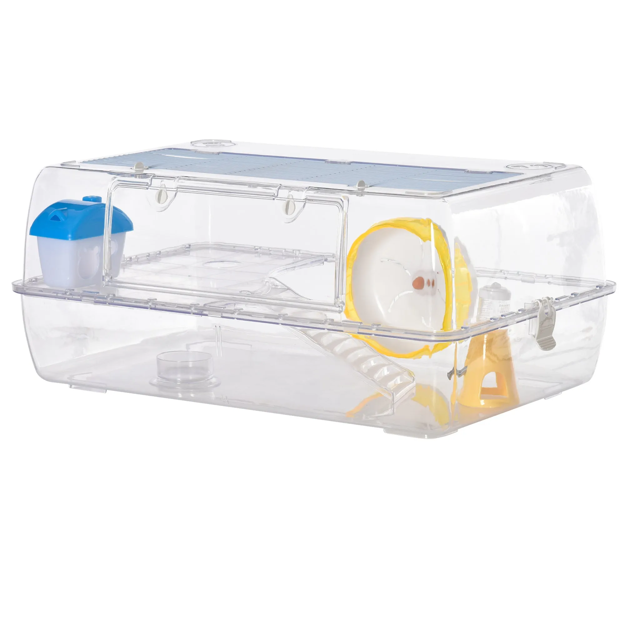 PawHut Portable 2 Storey Hamster Cage w/Running Wheel Drinker Feeding Bowl