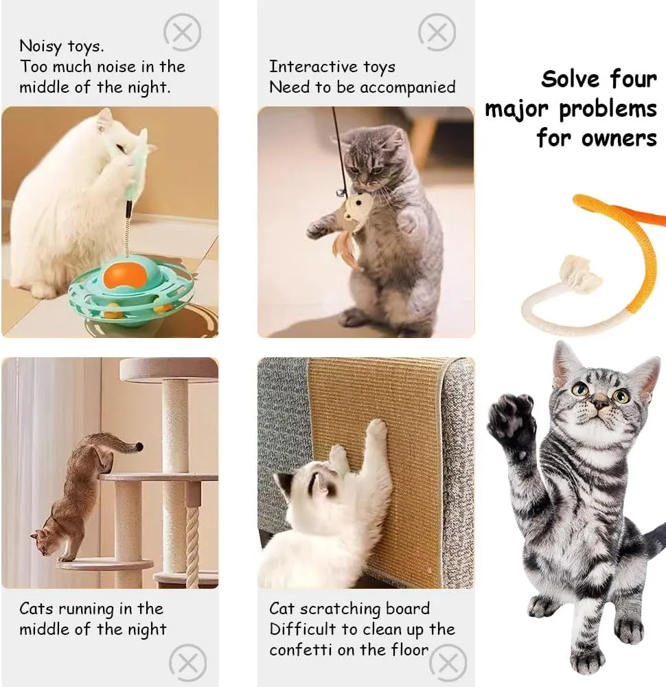 PAZ'S GIFT Cat Chew Toys - Kick & Rope Toys for Indoor Cat Interaction & Teething - 3 Pack