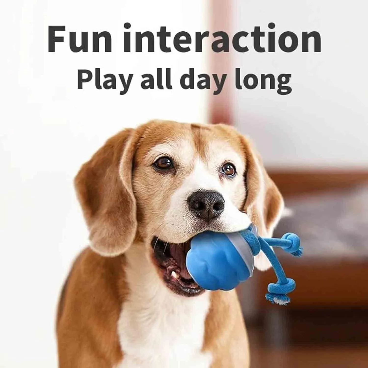 Power Tail 2.0 Dog Toy - Smart Interactive Ball with 3 Sport Modes, Auto-Dodge, Teeth Cleaning Rope Tail, USB-C Rechargeable Motion Activate Rolling Ball, Durable ABS TPR for Medium & Small Dog (2Set)