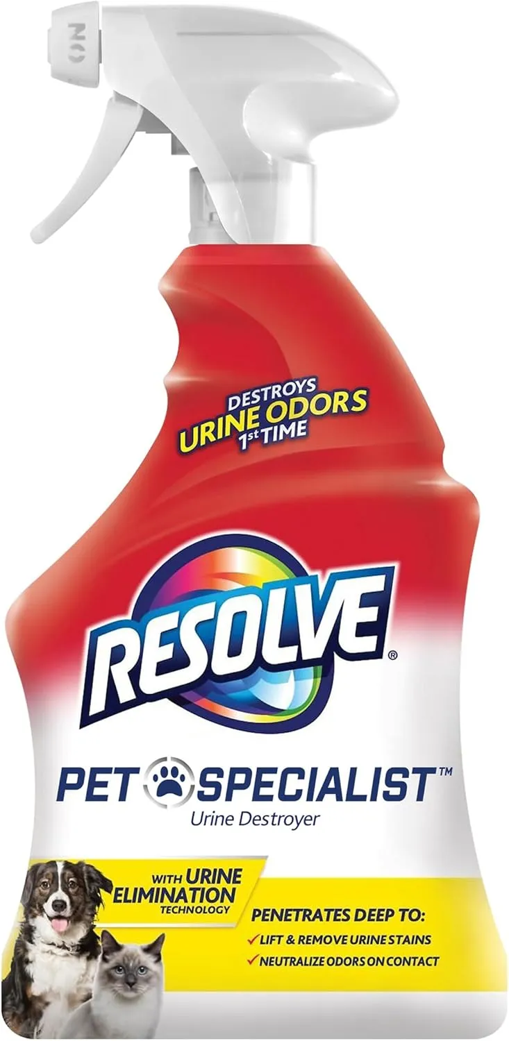 Resolve Pet Specialist Urine Destroyer Spray  Pet Stain & Odor Remover, Carpet Cleaner Solution for Cat and Dog Urine, 22 Fl Oz