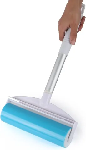 Reusable Sticky Picker Set Cleaner Lint Roller Pet Hair Remover Brush, Blue 8 inch Large Size   Pocket Size