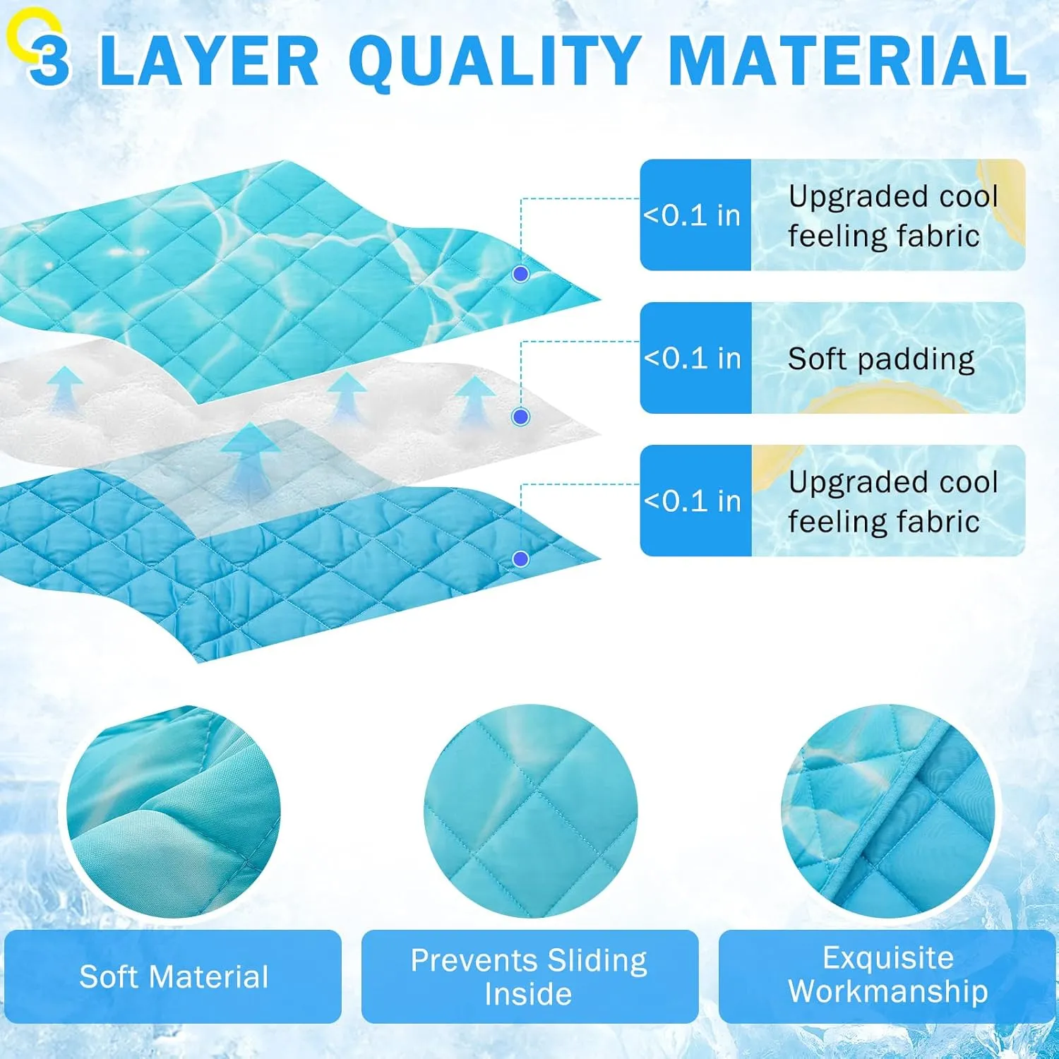 SCENEREAL Upgraded Dog Cooling Mat for Small Meduim Large Dogs, 40"x60" Reversible Self- Cooling Mat for Summer Heat, Ice Cool Soft Pet Throw Blanket Use in Couch, Car, Seat,Bed- Machine Washable