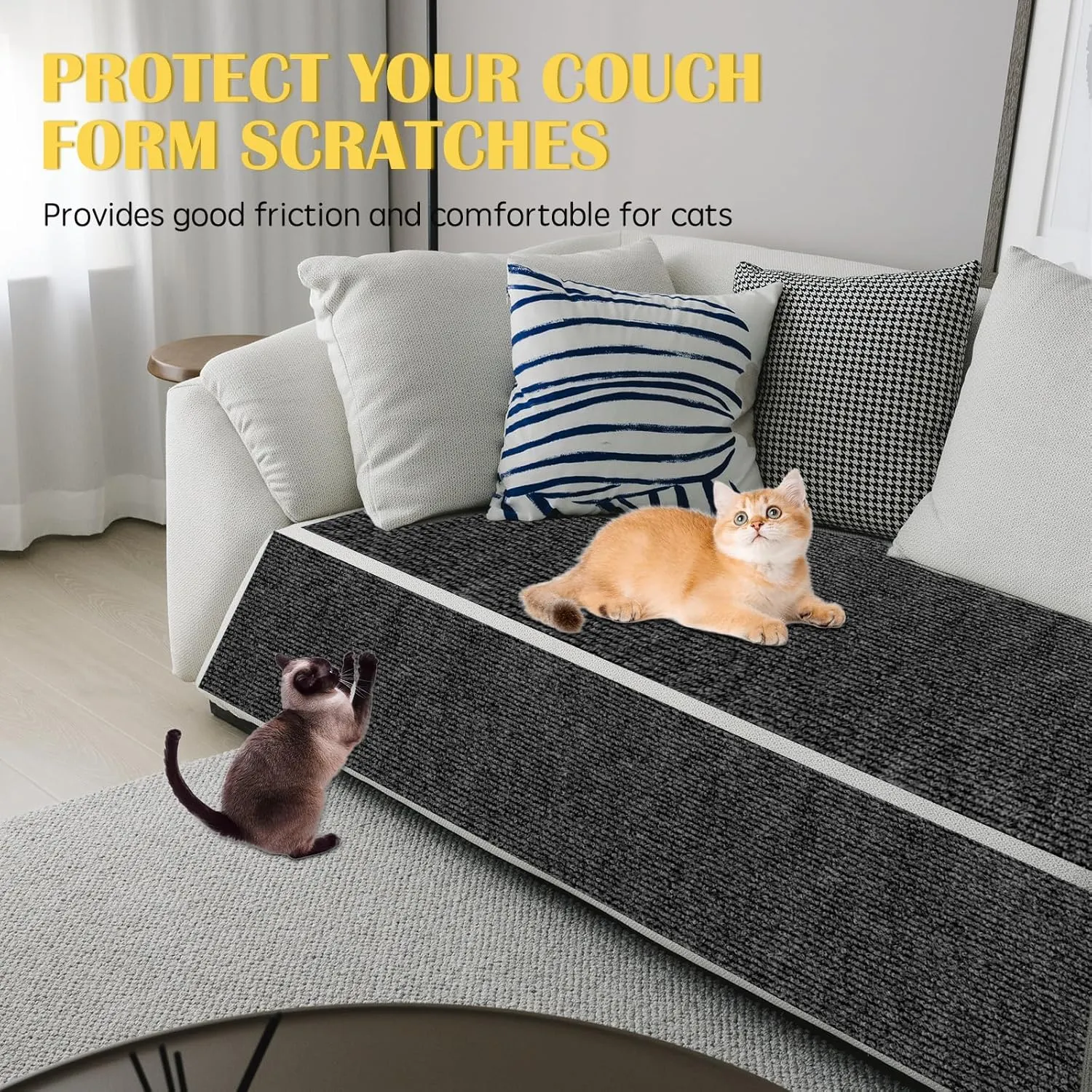 Self-Adhesive Cat Scratch Mat Trimmable Cat Scratching Post Carpet 39in Durable Carpet Mat Pad Replacement for Cat Tree Shelves Post Couch, Furniture, Walls & Doors DIY Cat Climbing Mat(Dark Gray)