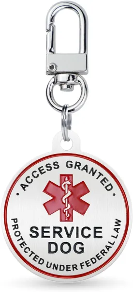 Service Dog ID Tag for Small & Large Dogs - Emotional Support ESA Medical Alert Collar Accessory - Durable Stainless Steel Service Animal Tag - Access Granted Service Dog Tag in Silver Small