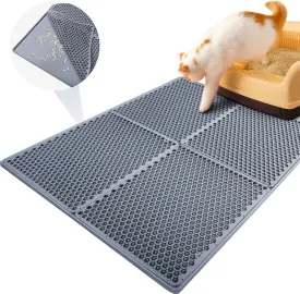 Silicone Cat Litter Mat Double, 30"24", Litter Trapping Mat, Grey, Cat Mats for Litter Large, Litter Box Mat, Easy to Clean