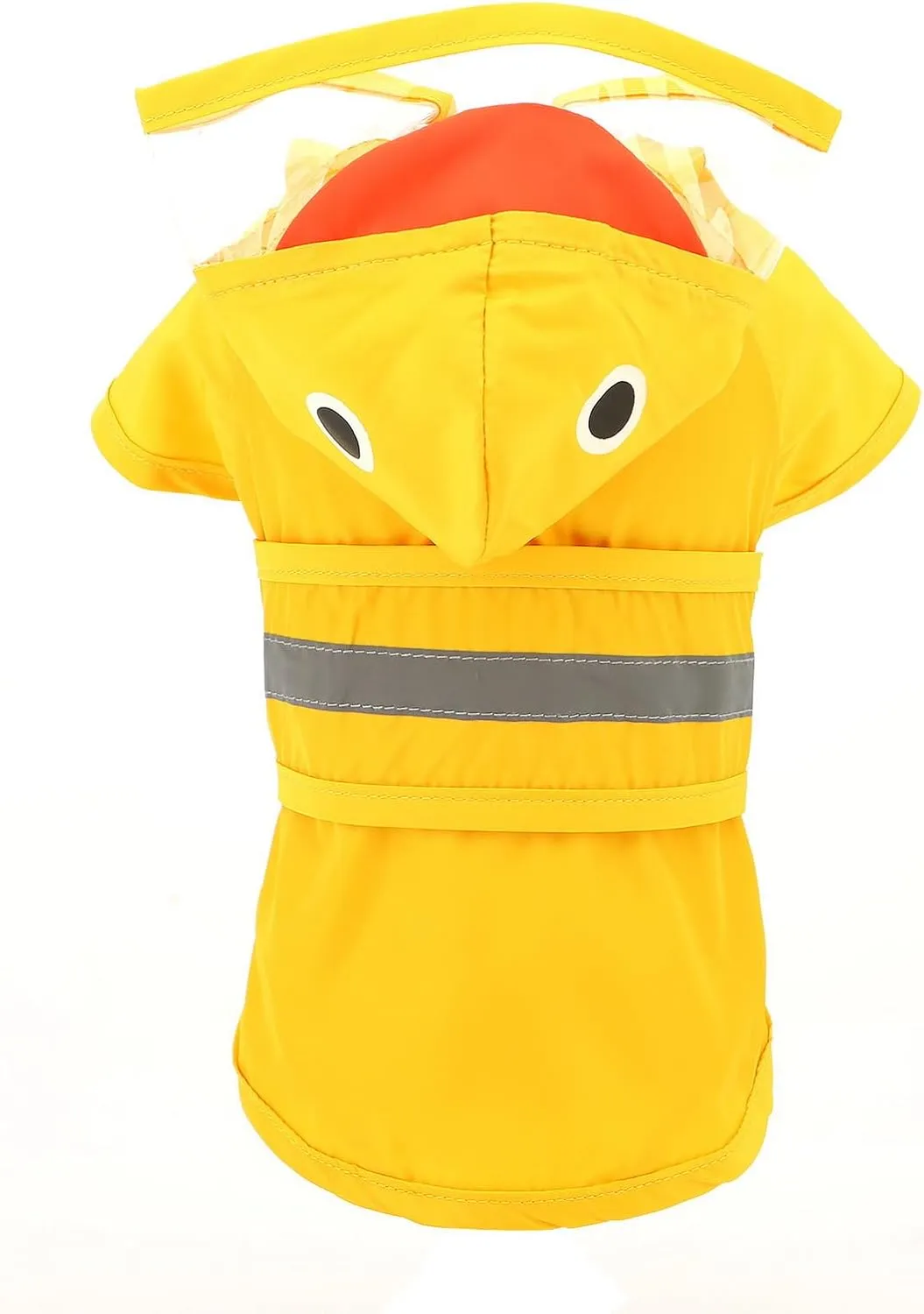 SMALLLEE_LUCKY_STORE Cute Duck Dog Raincoat with Clear Hood and Harness Hole Adjustable Waterproof Rain Jacket for Small Medium Large Dogs Boy Girl Reflective Pet Poncho, Yellow, L