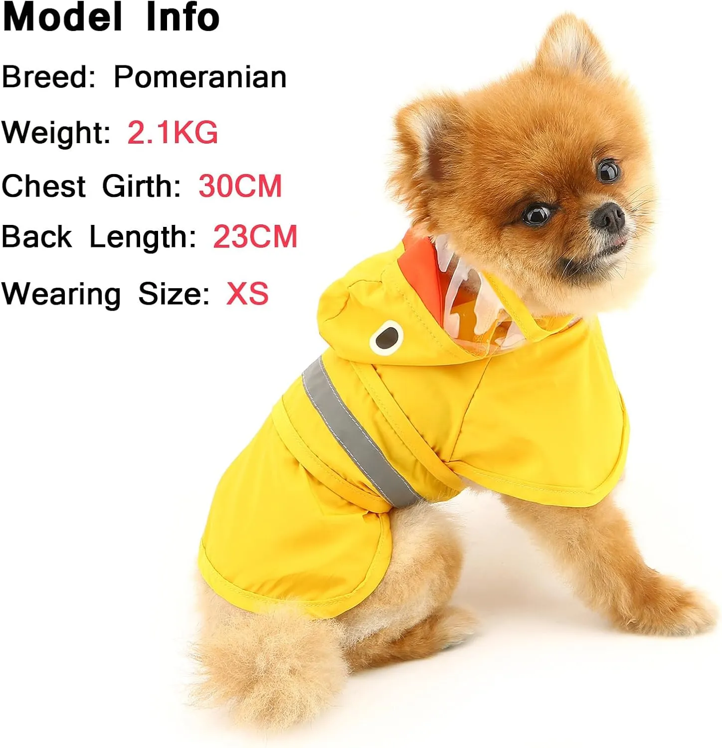 SMALLLEE_LUCKY_STORE Cute Duck Dog Raincoat with Clear Hood and Harness Hole Adjustable Waterproof Rain Jacket for Small Medium Large Dogs Boy Girl Reflective Pet Poncho, Yellow, L