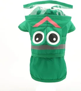 SMALLLEE_LUCKY_STORE Cute Frog Dog Raincoat with Clear Hood and Harness Hole Adjustable Waterproof Rain Jacket for Small Medium Large Dogs Boy Girl Reflective Pet Poncho, Green, L