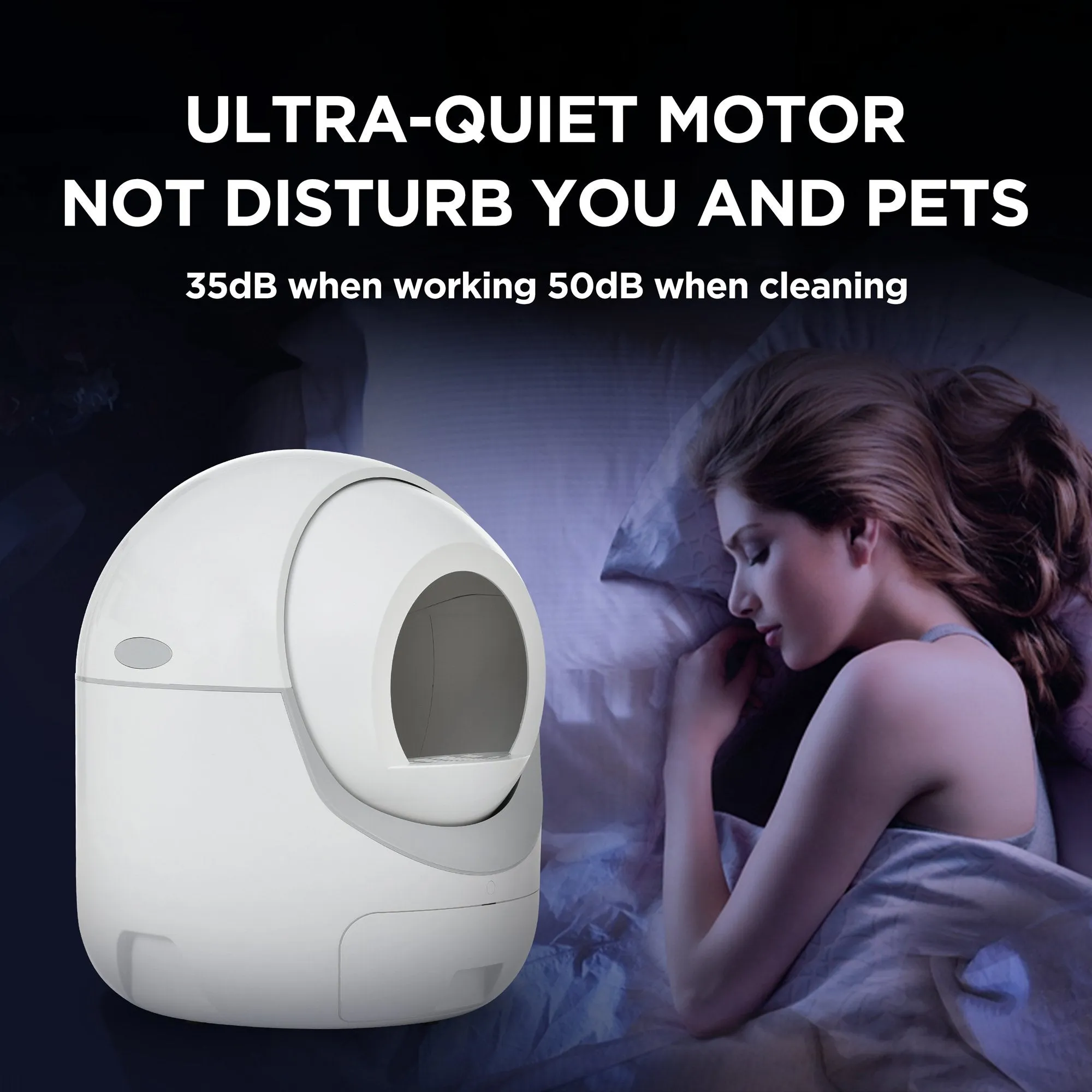 Smart Automatic Litter Box, Self -Cleaning Cat Litter Box for Multiple Cats