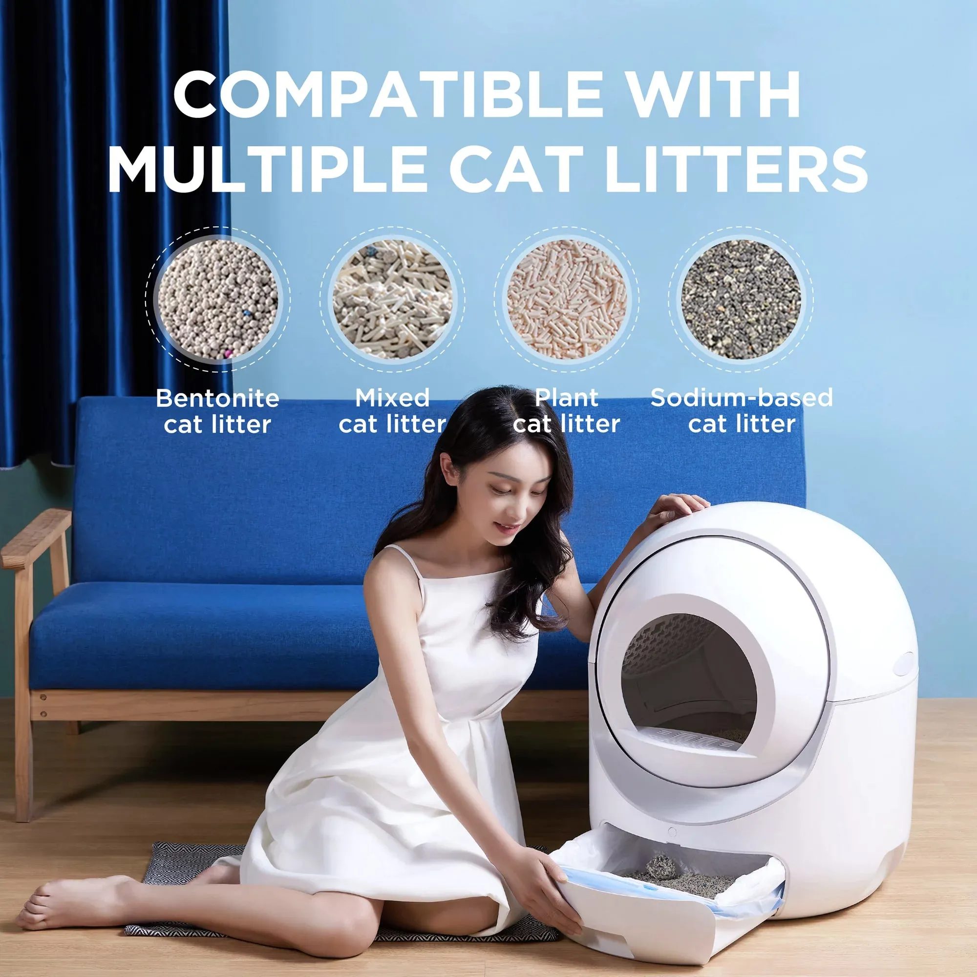 Smart Automatic Litter Box, Self -Cleaning Cat Litter Box for Multiple Cats