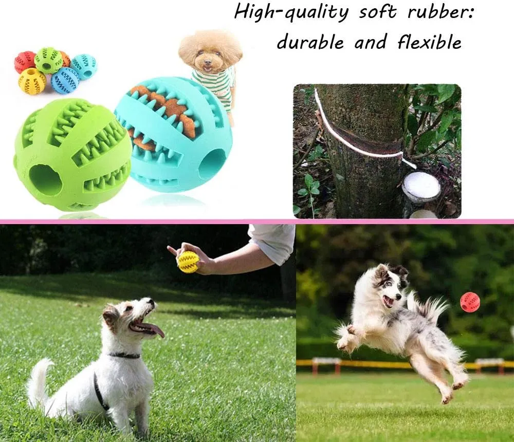 Sunglow 2 Pack Teething Toys Ball for Small/Medium/Large Dogs and Puppies, Nontoxic, Cat, Bite Resistant, Food Treat Feeder, Chew Tooth Cleaning Exercise Game, IQ Training
