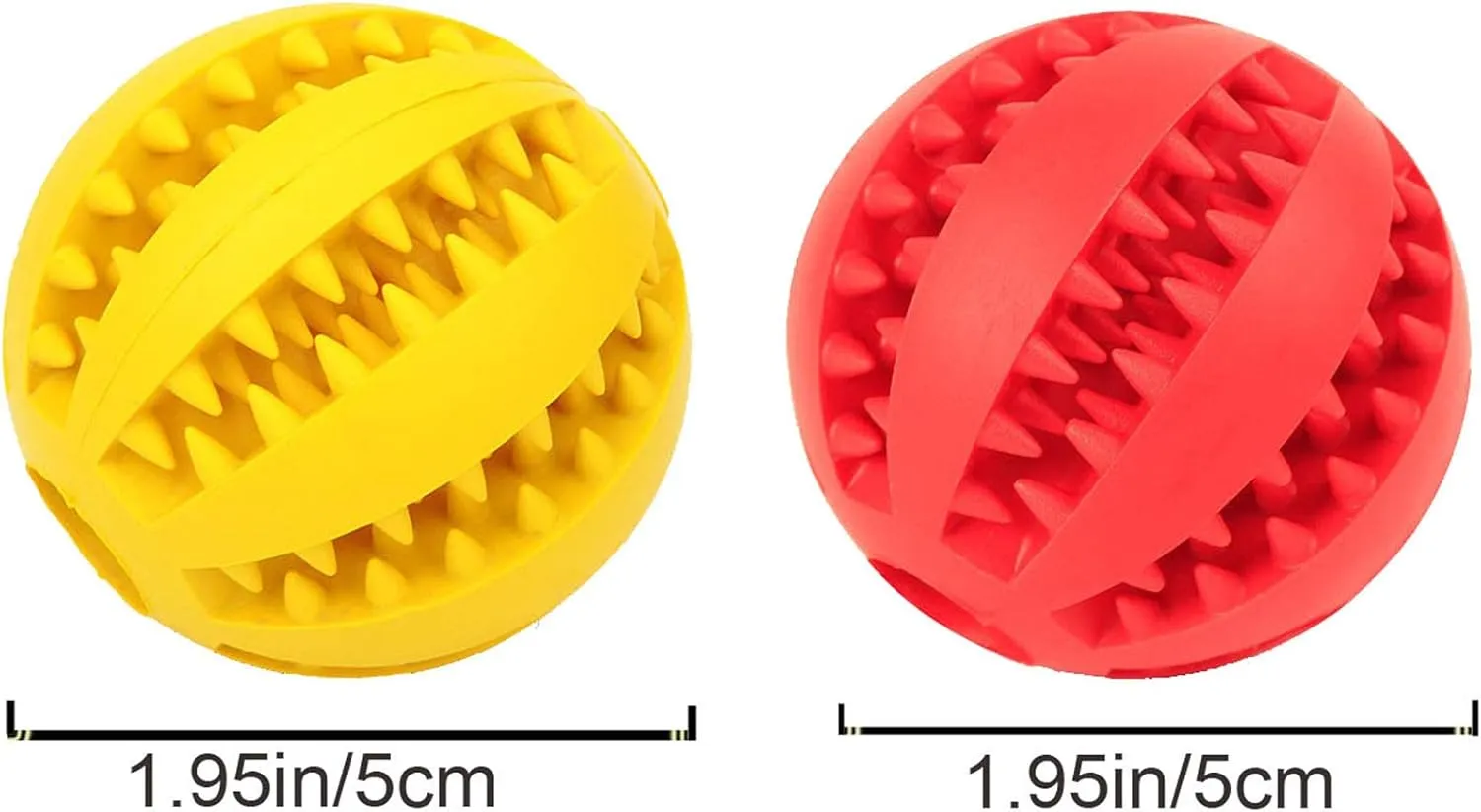 Sunglow 2 Pack Teething Toys Ball for Small/Medium/Large Dogs and Puppies, Nontoxic, Cat, Bite Resistant, Food Treat Feeder, Chew Tooth Cleaning Exercise Game, IQ Training