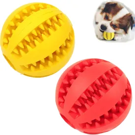 Sunglow 2 Pack Teething Toys Ball for Small/Medium/Large Dogs and Puppies, Nontoxic, Cat, Bite Resistant, Food Treat Feeder, Chew Tooth Cleaning Exercise Game, IQ Training