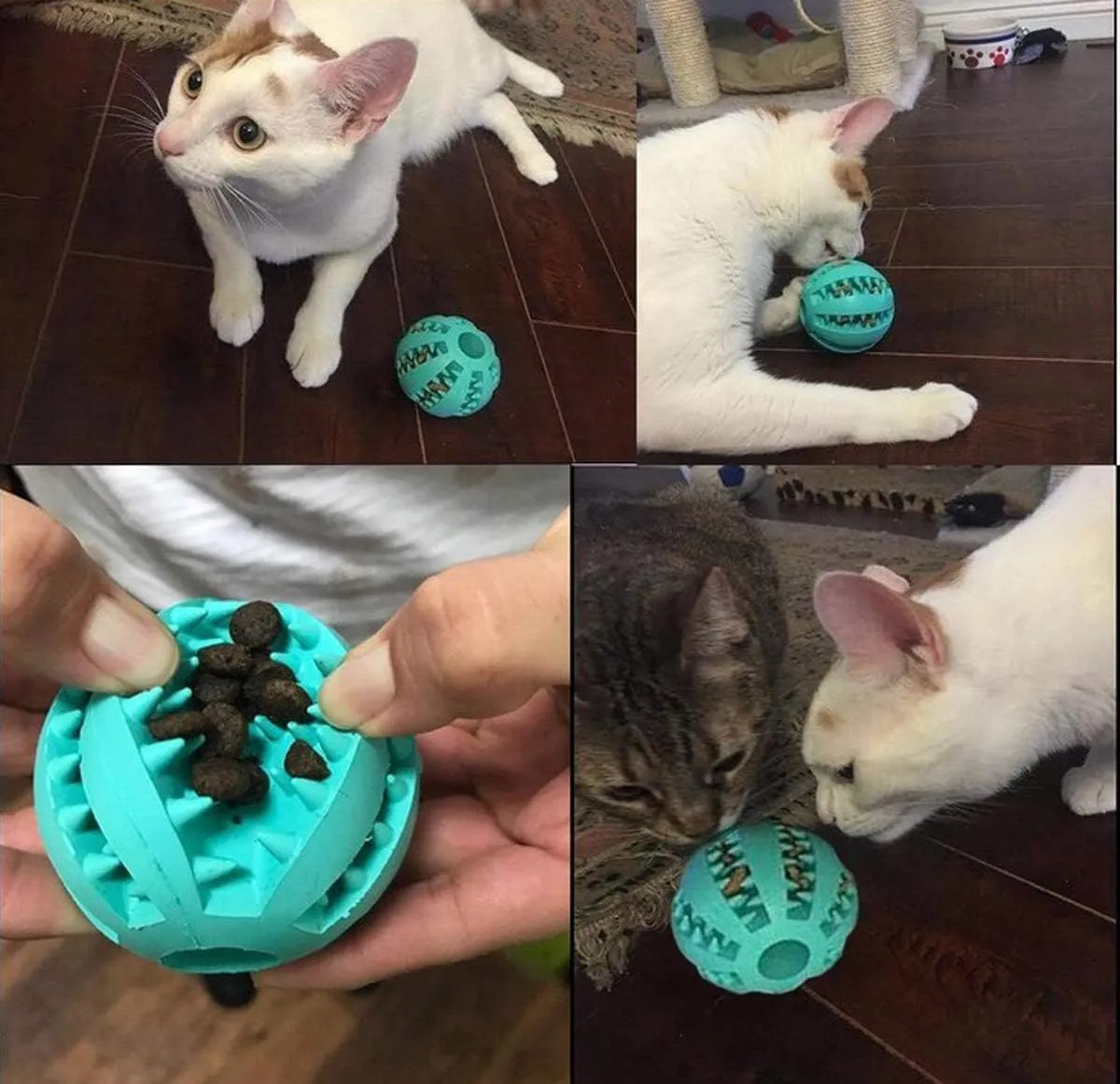 Sunglow 2 Pack Teething Toys Ball for Small/Medium/Large Dogs and Puppies, Nontoxic, Cat, Bite Resistant, Food Treat Feeder, Chew Tooth Cleaning Exercise Game, IQ Training
