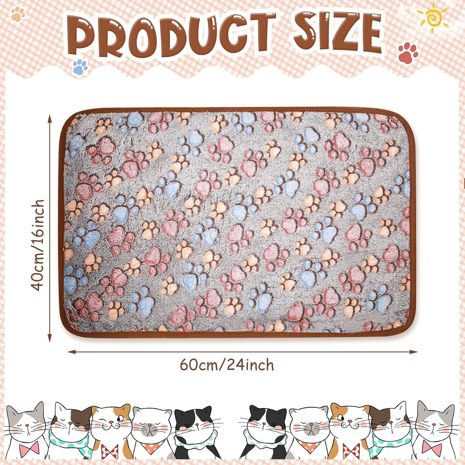 Tegeme 8 Pcs Fleece Dog Blankets for Small Dogs Cat Soft Coral Velvet Warm Sleep Mat Fluffy Dog Paw Print Blanket for Kitten Doggy Small Animal(24 x 16 Inch,Dark Gray)