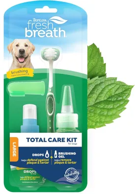 TropiClean Fresh Breath & Tartar Control Total Care System for Large Dogs | Dog Toothpaste & Brush | Dental Gel for Dogs