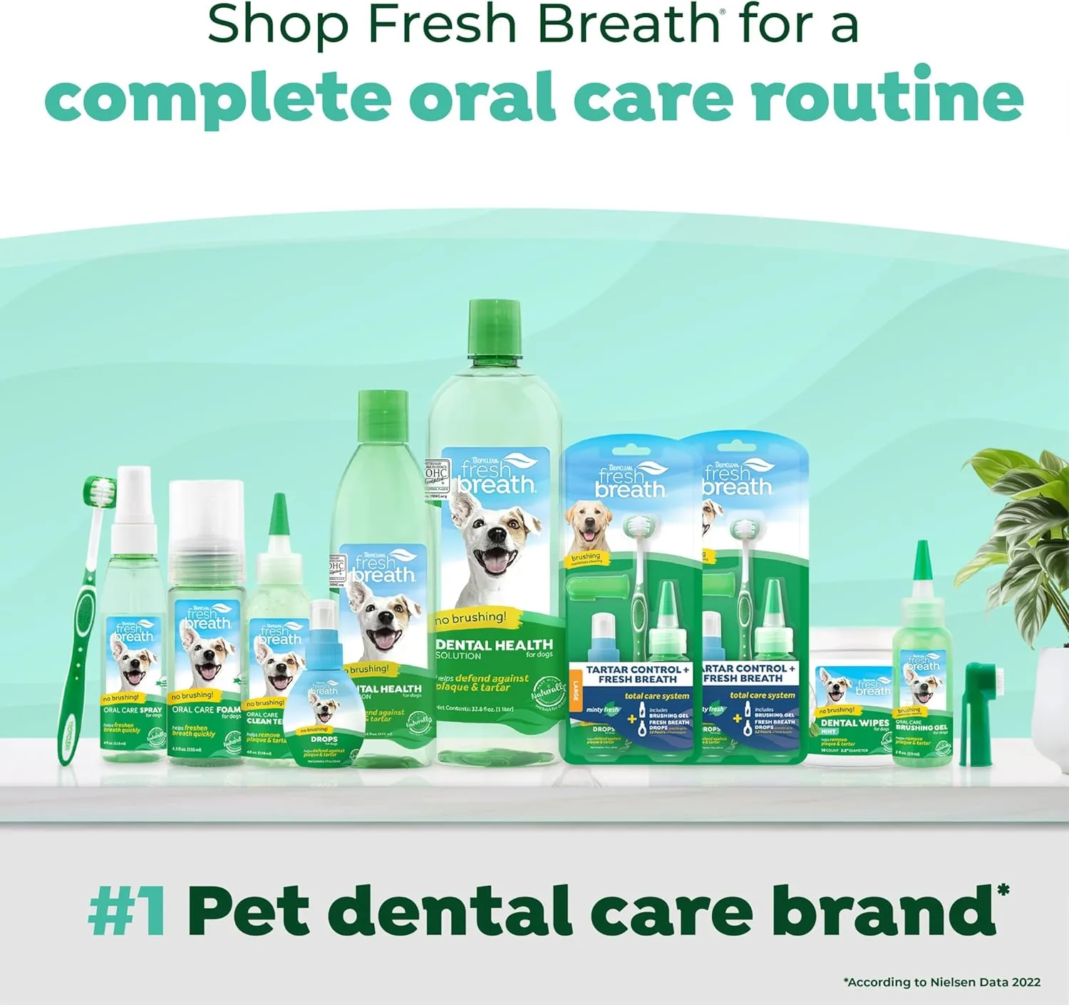 TropiClean Fresh Breath & Tartar Control Total Care System for Large Dogs | Dog Toothpaste & Brush | Dental Gel for Dogs