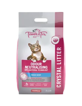 Trouble and Trix Odour Neutralising Anti-Bacterial Crystal Cat Litter 15L
