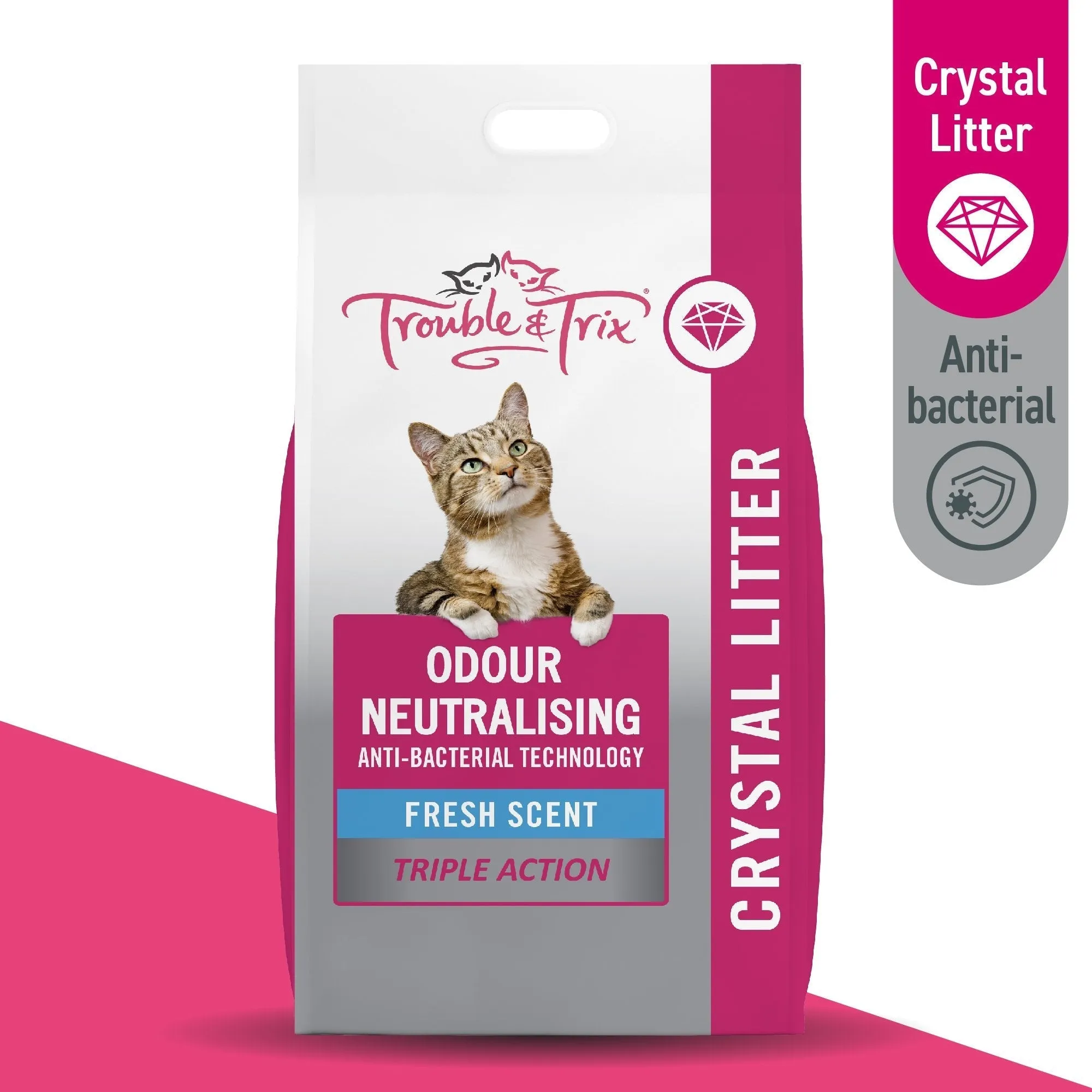 Trouble and Trix Odour Neutralising Anti-Bacterial Crystal Cat Litter 7L/2.7Kg***