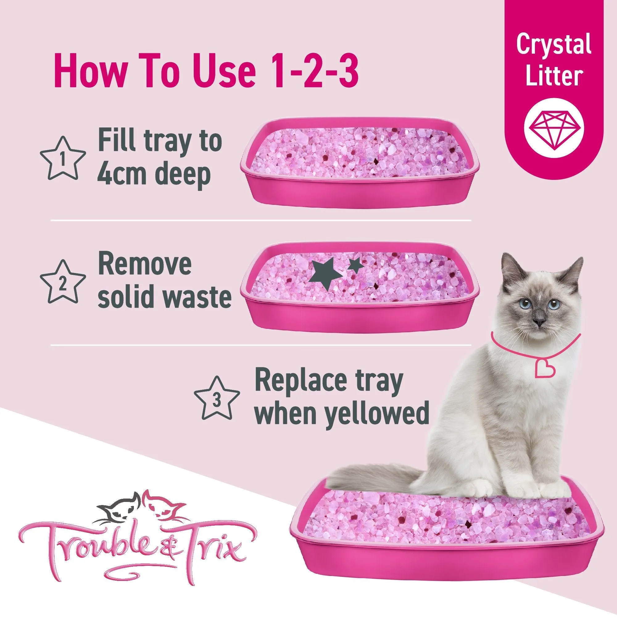 Trouble and Trix Odour Neutralising Anti-Bacterial Crystal Cat Litter 7L/2.7Kg***