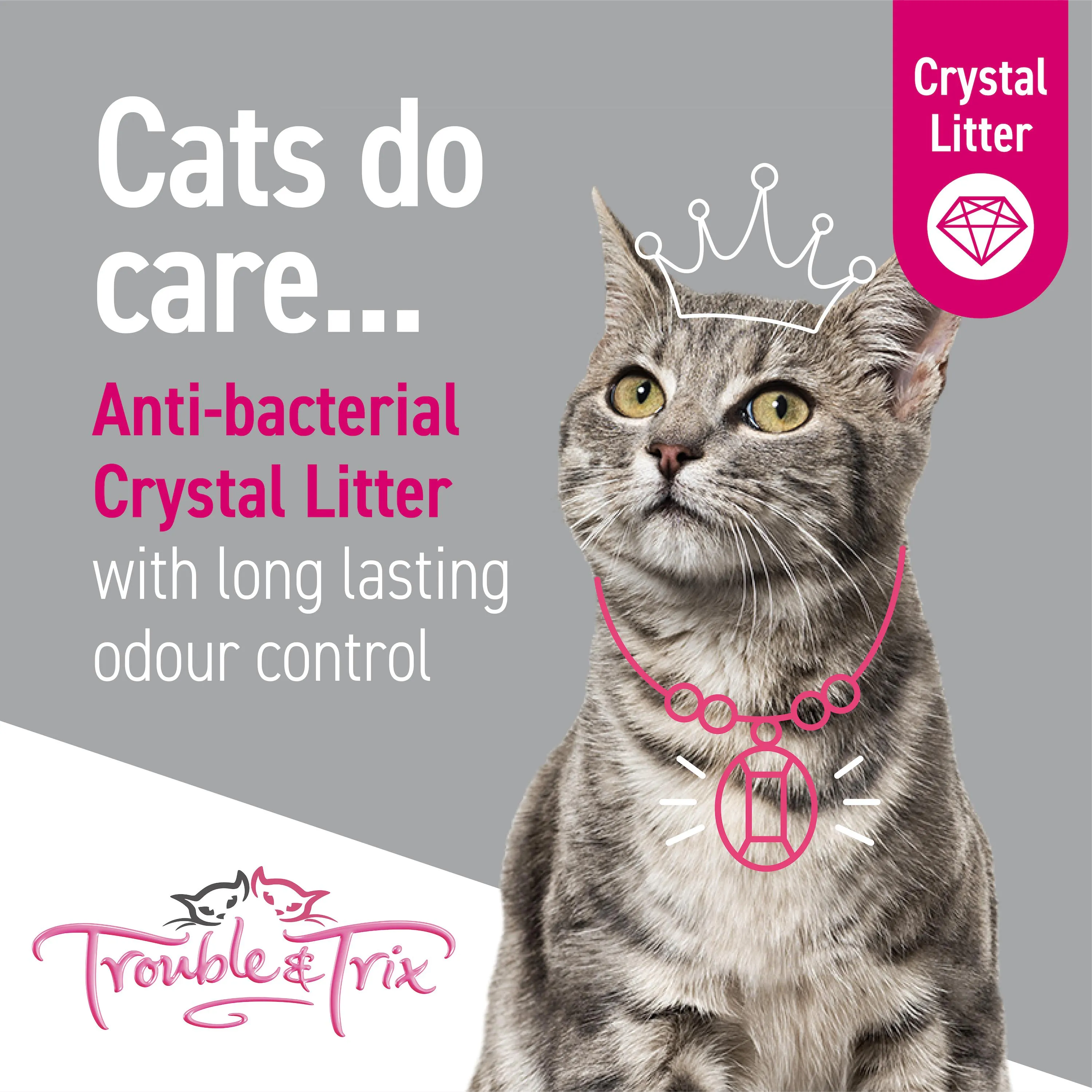 Trouble and Trix Odour Neutralising Anti-Bacterial Crystal Cat Litter 7L/2.7Kg***