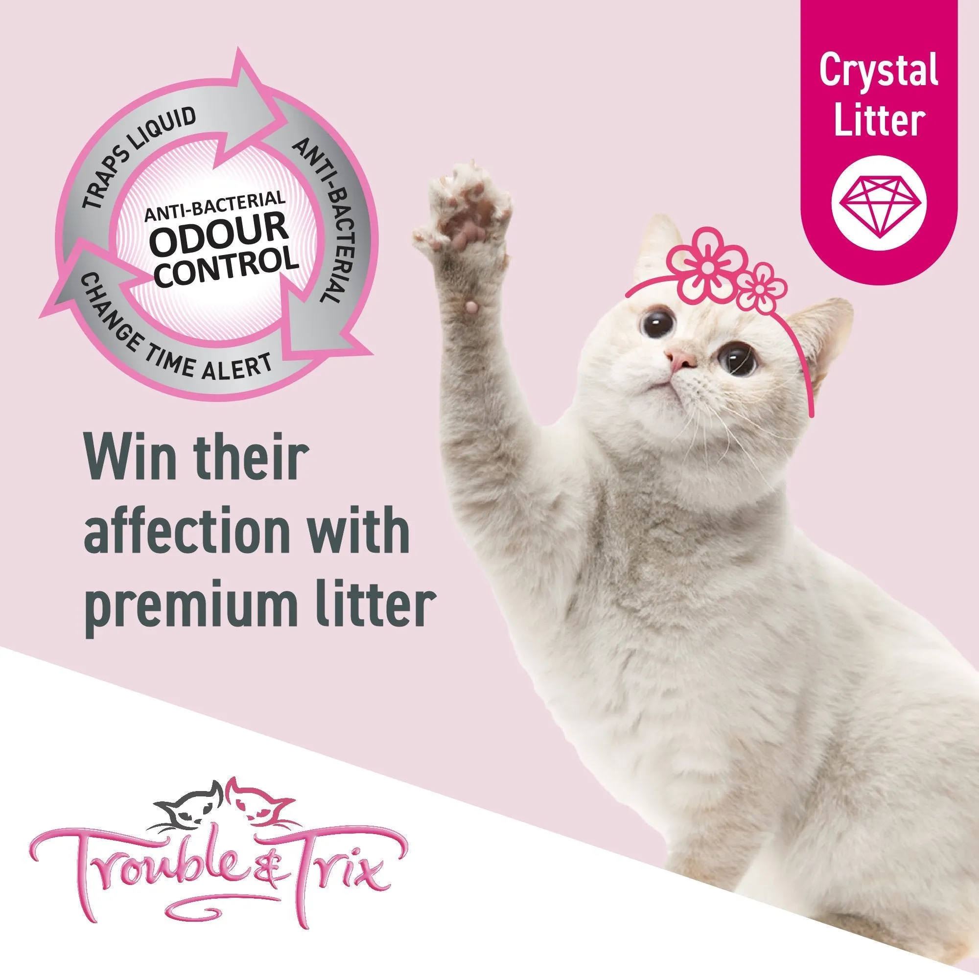 Trouble and Trix Odour Neutralising Anti-Bacterial Crystal Cat Litter 7L/2.7Kg***