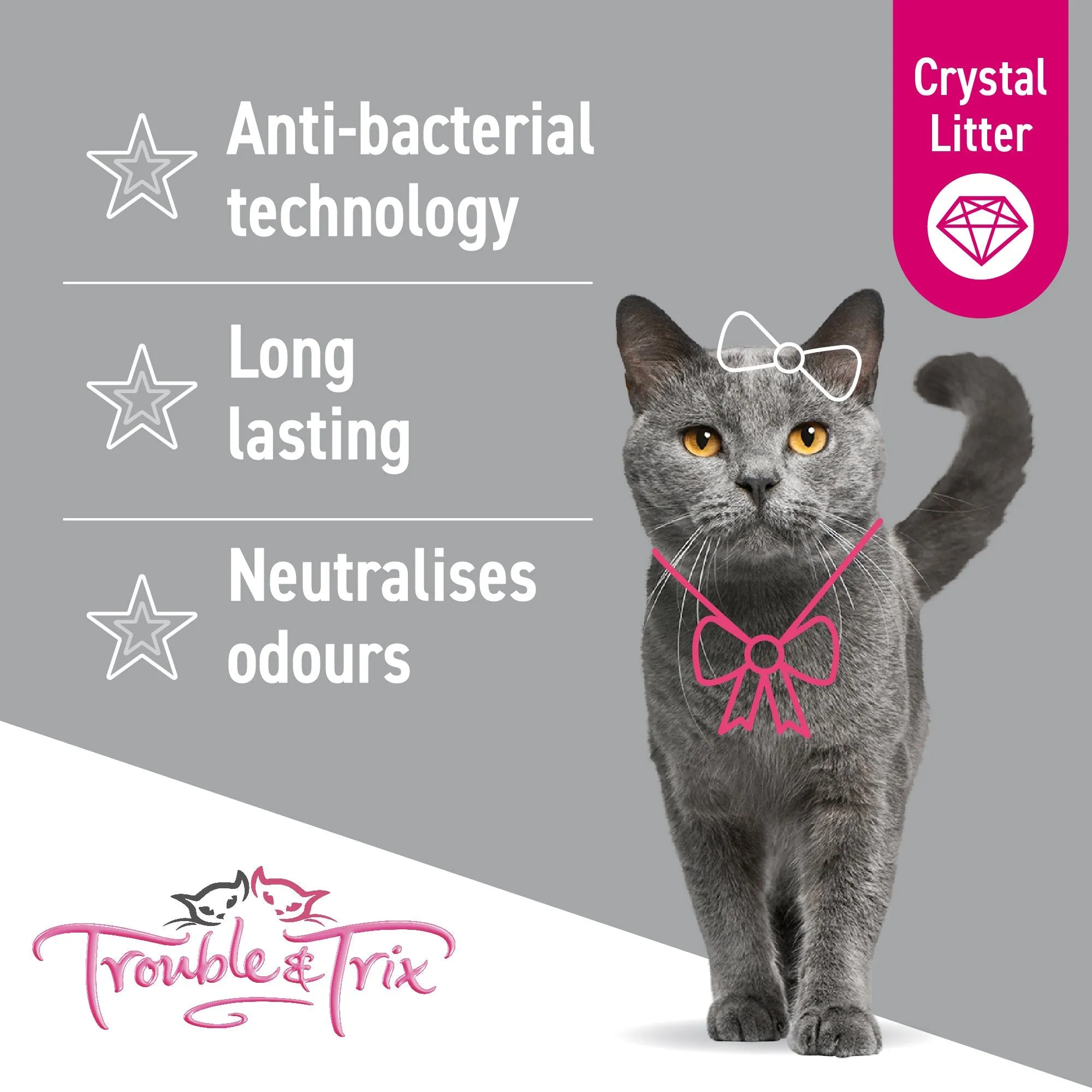 Trouble and Trix Odour Neutralising Anti-Bacterial Crystal Cat Litter 7L/2.7Kg***