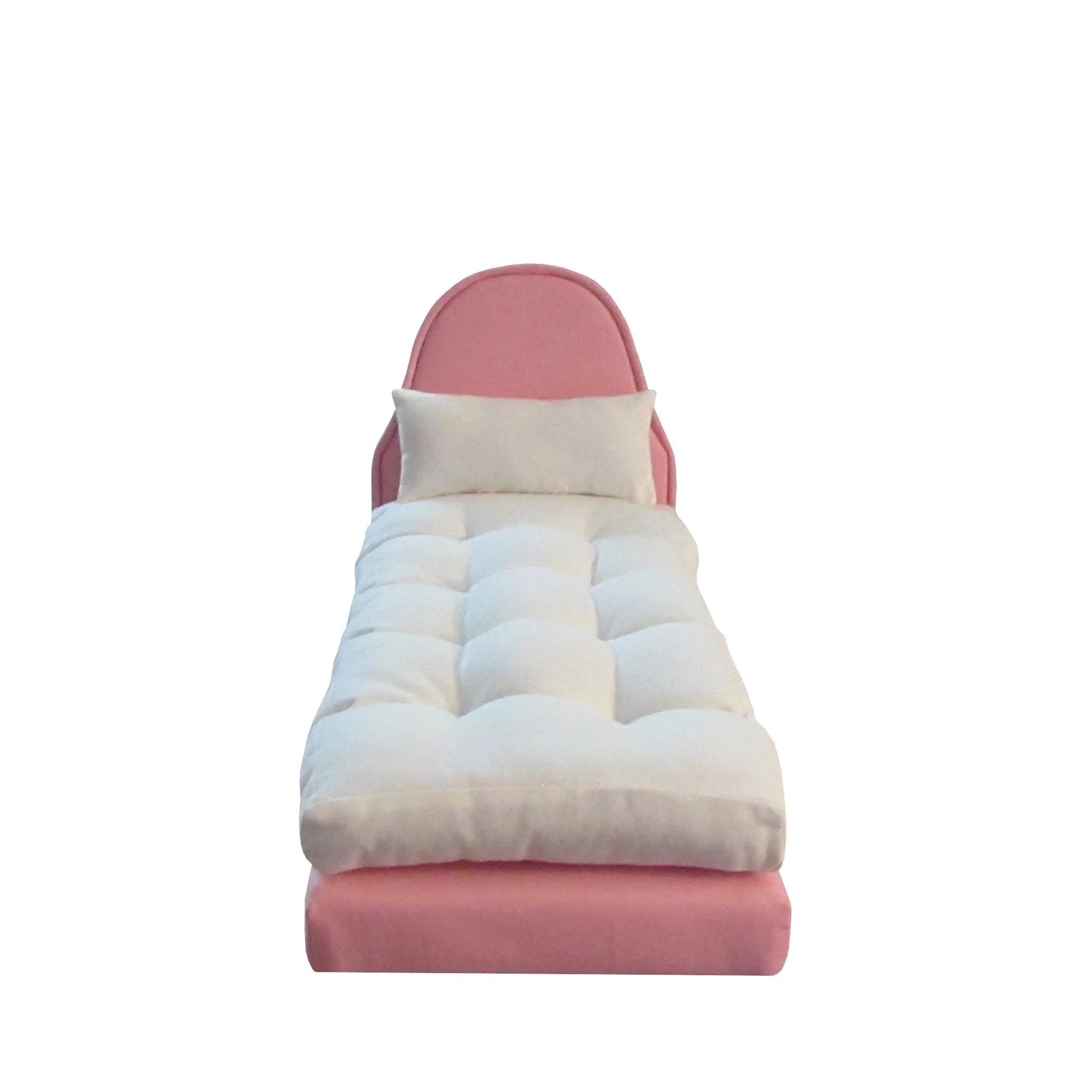 Upholstered Light Pink Doll Bed for 11 1/2-inch and 12-inch dolls