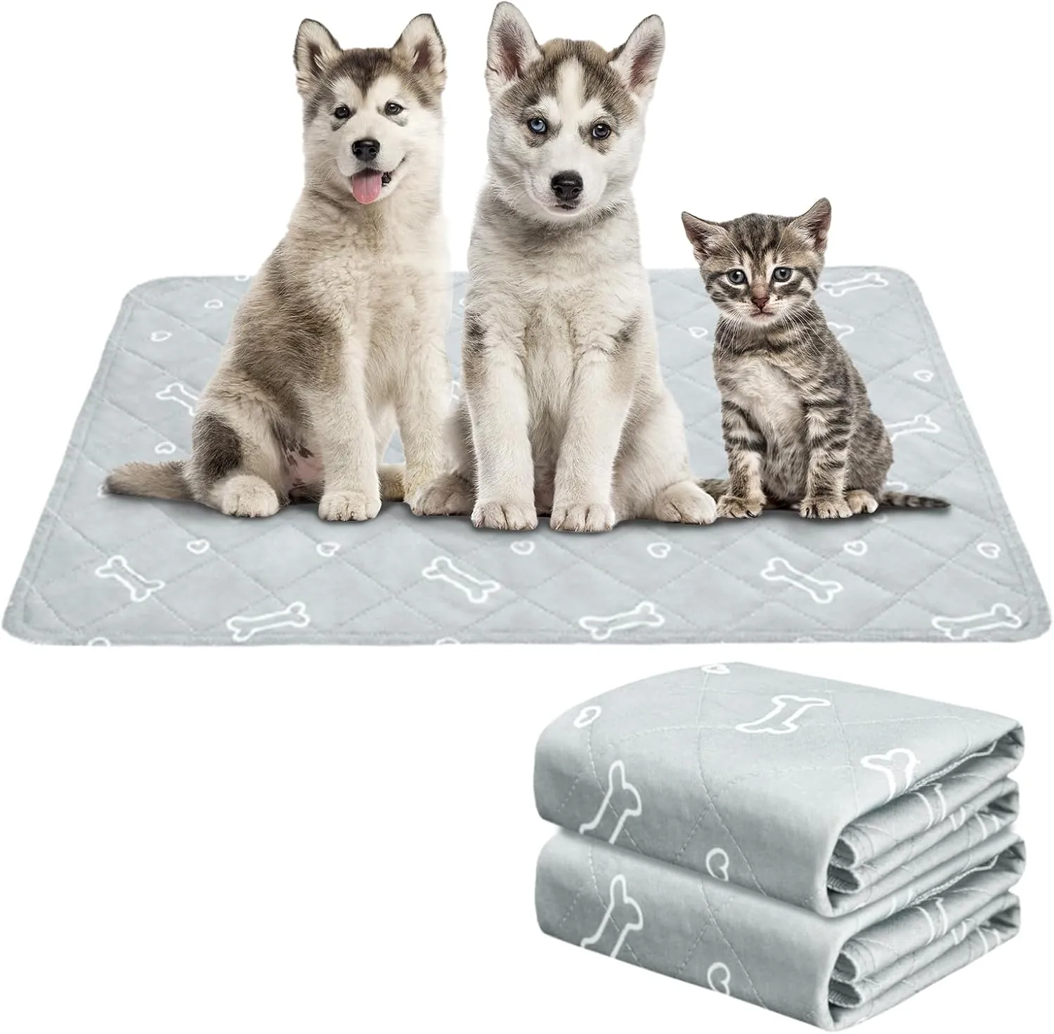 Washable Pee Pads for Dogs, 2 Pack Reusable Puppy Pads, Super Absorbent & Waterproof Training Mats for Potty, Crate, Kennel, Playpen, Bed & Sofa, Anti-Slip Wee Pee Pads for Dogs,18" x 24"
