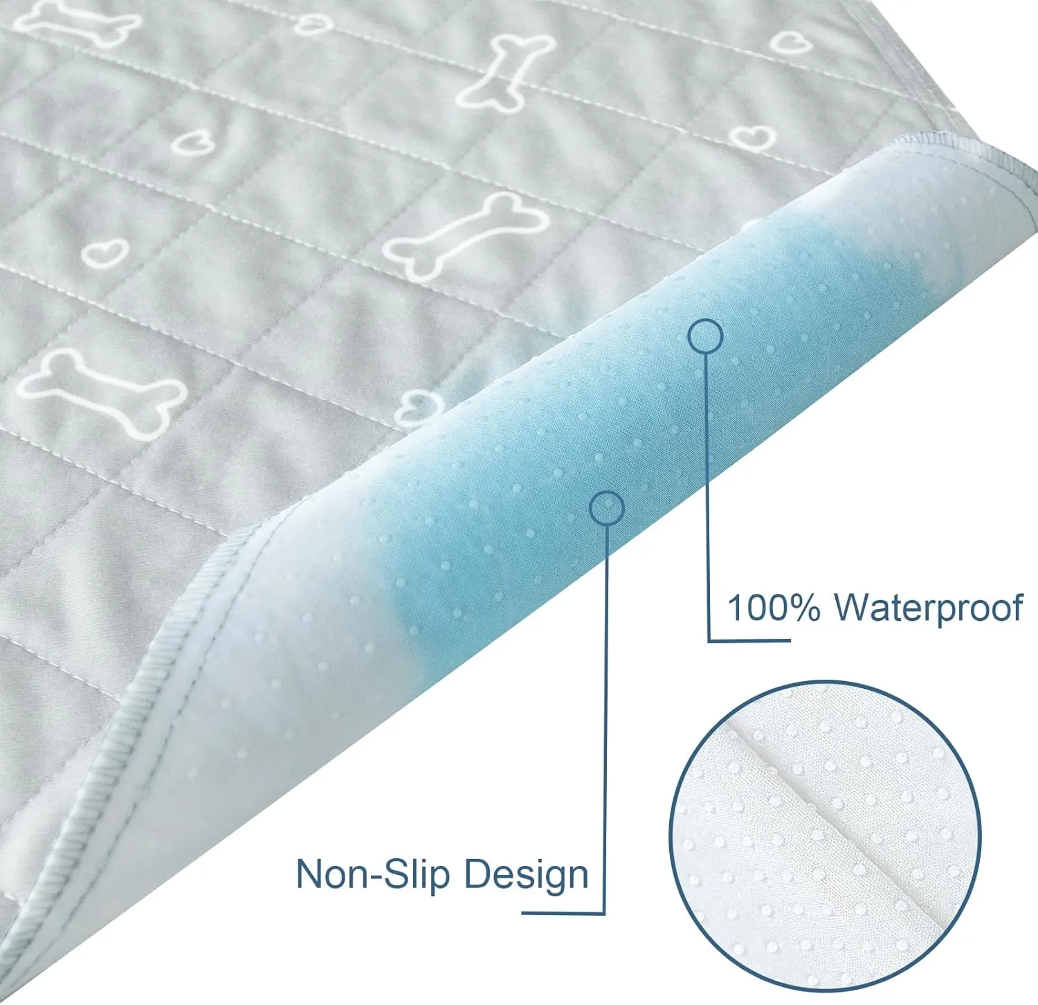 Washable Pee Pads for Dogs, 2 Pack Reusable Puppy Pads, Super Absorbent & Waterproof Training Mats for Potty, Crate, Kennel, Playpen, Bed & Sofa, Anti-Slip Wee Pee Pads for Dogs,18" x 24"