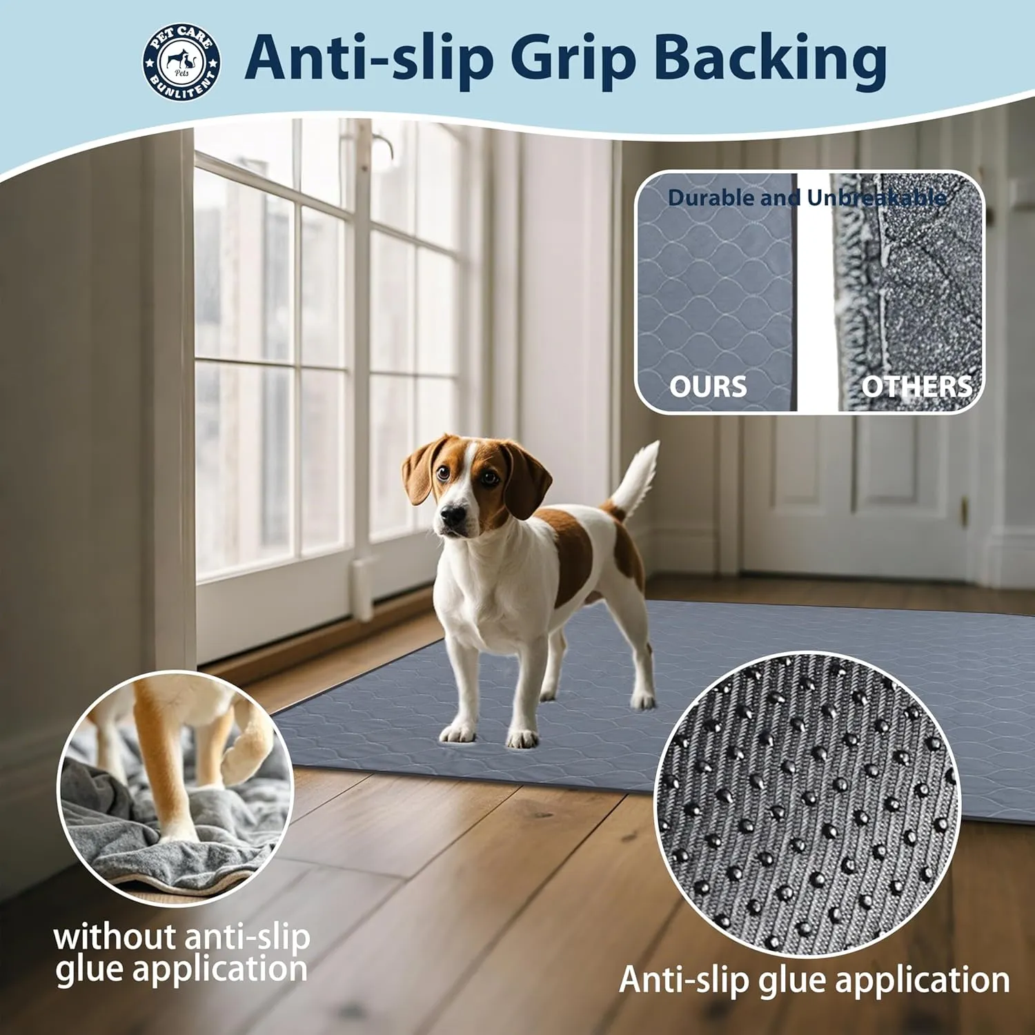 Washable Pee Pads for Dogs, 36x48 Reusable Puppy Pads with Fast Absorbent, Waterproof Reusable Pee Pads for Whelping, Traing, Incontinence and Potty, 3 Pack, Grey.