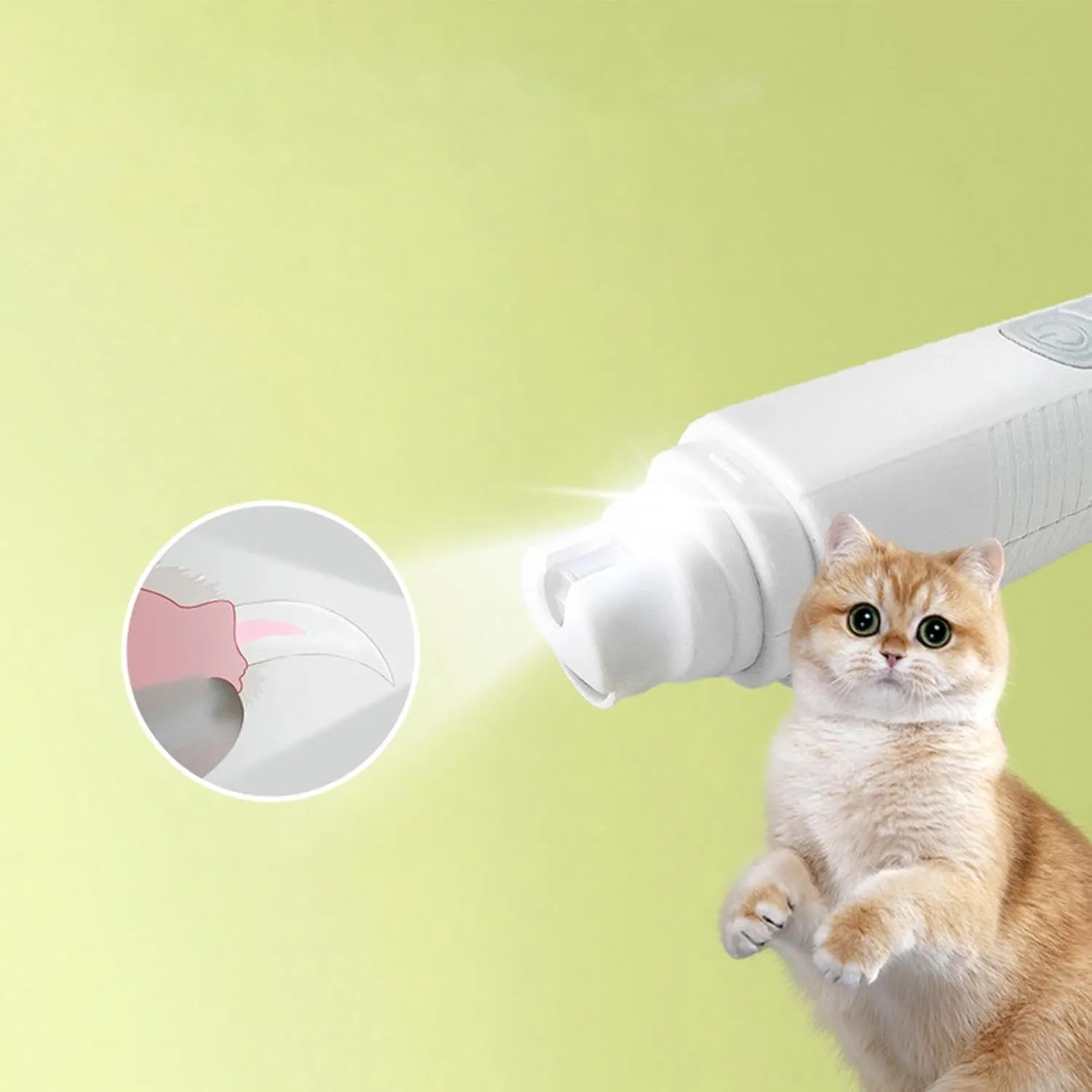 White Dog Paw Trimmer - Electric Pet Nail Grinder LED Cordless Dog Clippers | Cat Grooming Supplies, Cat Claw Clippers, Quiet Dog Nail Grinder for Small Animals