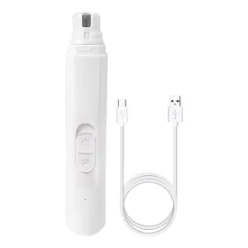 White Dog Paw Trimmer - Electric Pet Nail Grinder LED Cordless Dog Clippers | Cat Grooming Supplies, Cat Claw Clippers, Quiet Dog Nail Grinder for Small Animals