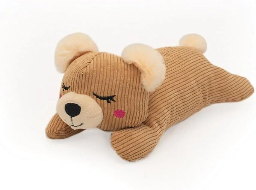 ZippyPaws Snooziez with Shhhqueaker - Bear Dog Toy with Silent Squeakers, Quiet Puppy Toys for Boy and Girl Dogs, Small Plush Dog Gifts